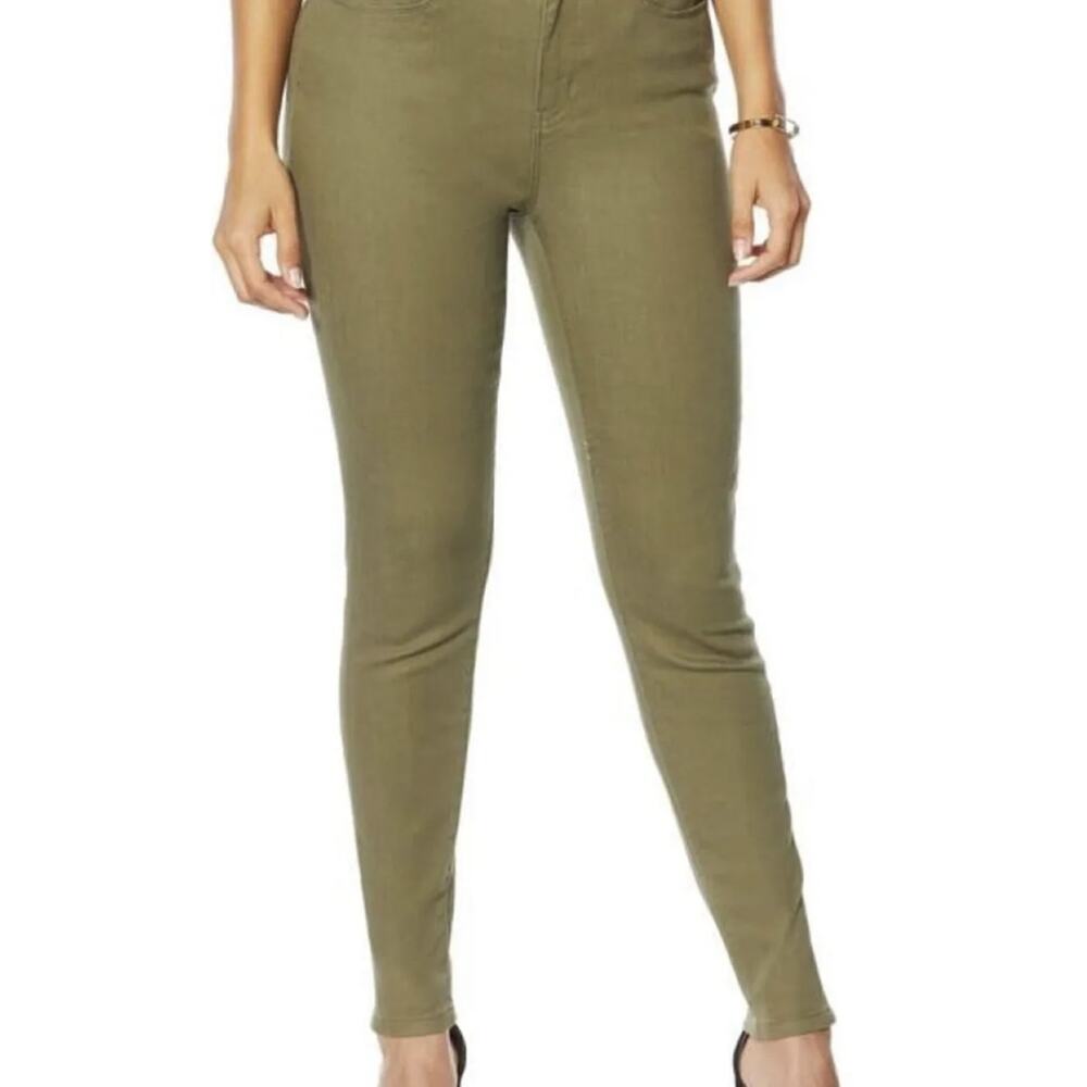 SKU 1631 Colleen Lopez Saint Paul High Waist Skinny Jeans Olive Green 2 NWT